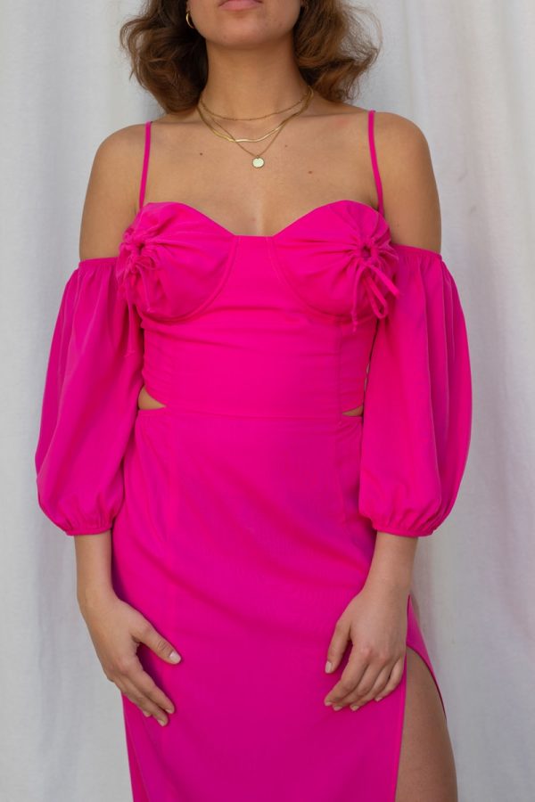 Dionisia Vestido Noche Invitada Fucsia Evening Dress Pink 1