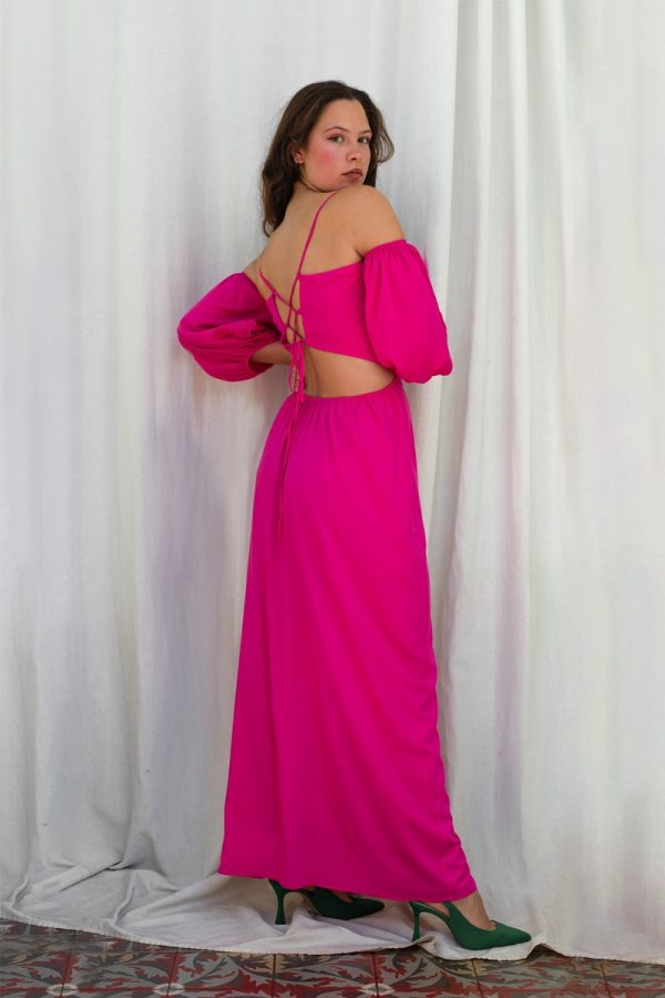 Dionisia Vestido Noche Invitada Fucsia Evening Dress Pink 11