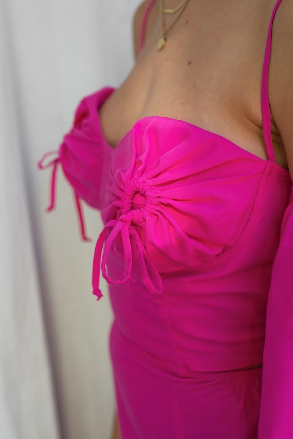 Dionisia Vestido Noche Invitada Fucsia Evening Dress Pink 3