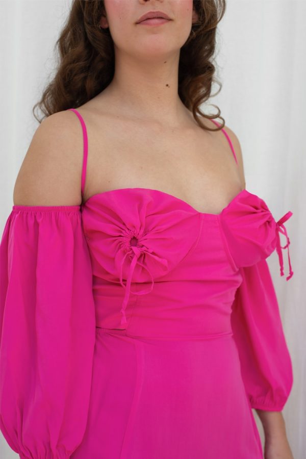 Dionisia Vestido Noche Invitada Fucsia Evening Dress Pink 5