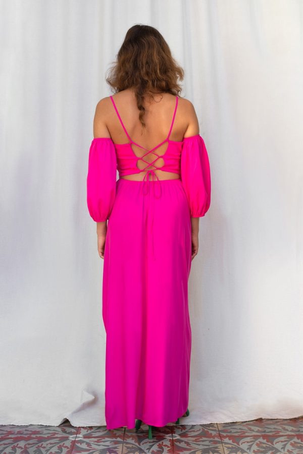 Dionisia Vestido Noche Invitada Fucsia Evening Dress Pink 6