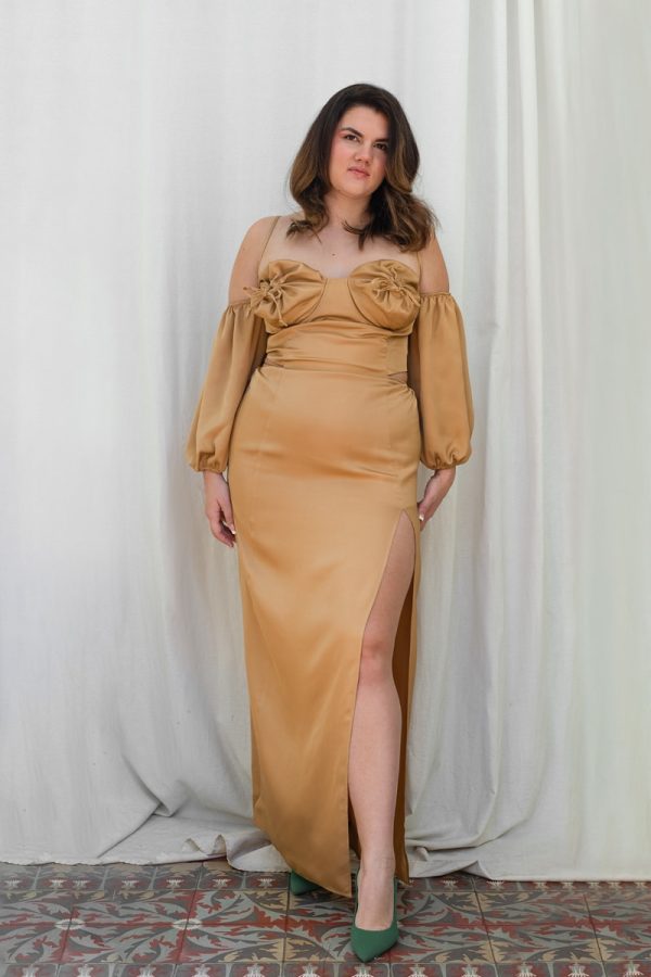 Dionisia Vestido Noche Invitada Gold Evening Dress Dorado 5